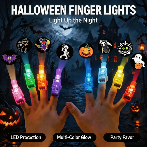 🎃Halloween LED Projection Finger Lights - Multi-Color Trick-Treat Goodie Bag Fillers🎃
