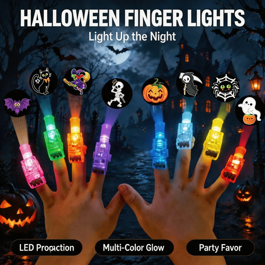 🎃Halloween LED Projection Finger Lights - Multi-Color Trick-Treat Goodie Bag Fillers🎃