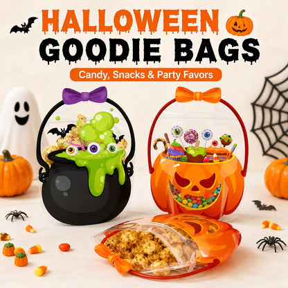 🎃Halloween Plastic Goodie Bags, Trick or Treat Candy Bags 🎃