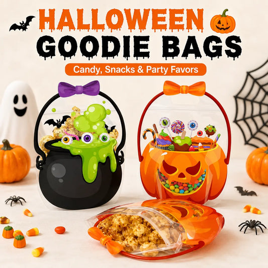 🎃Halloween Plastic Goodie Bags, Trick or Treat Candy Bags 🎃
