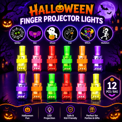 🎃Halloween LED Projection Finger Lights - Multi-Color Trick-Treat Goodie Bag Fillers🎃