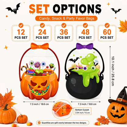🎃Halloween Plastic Goodie Bags, Trick or Treat Candy Bags 🎃