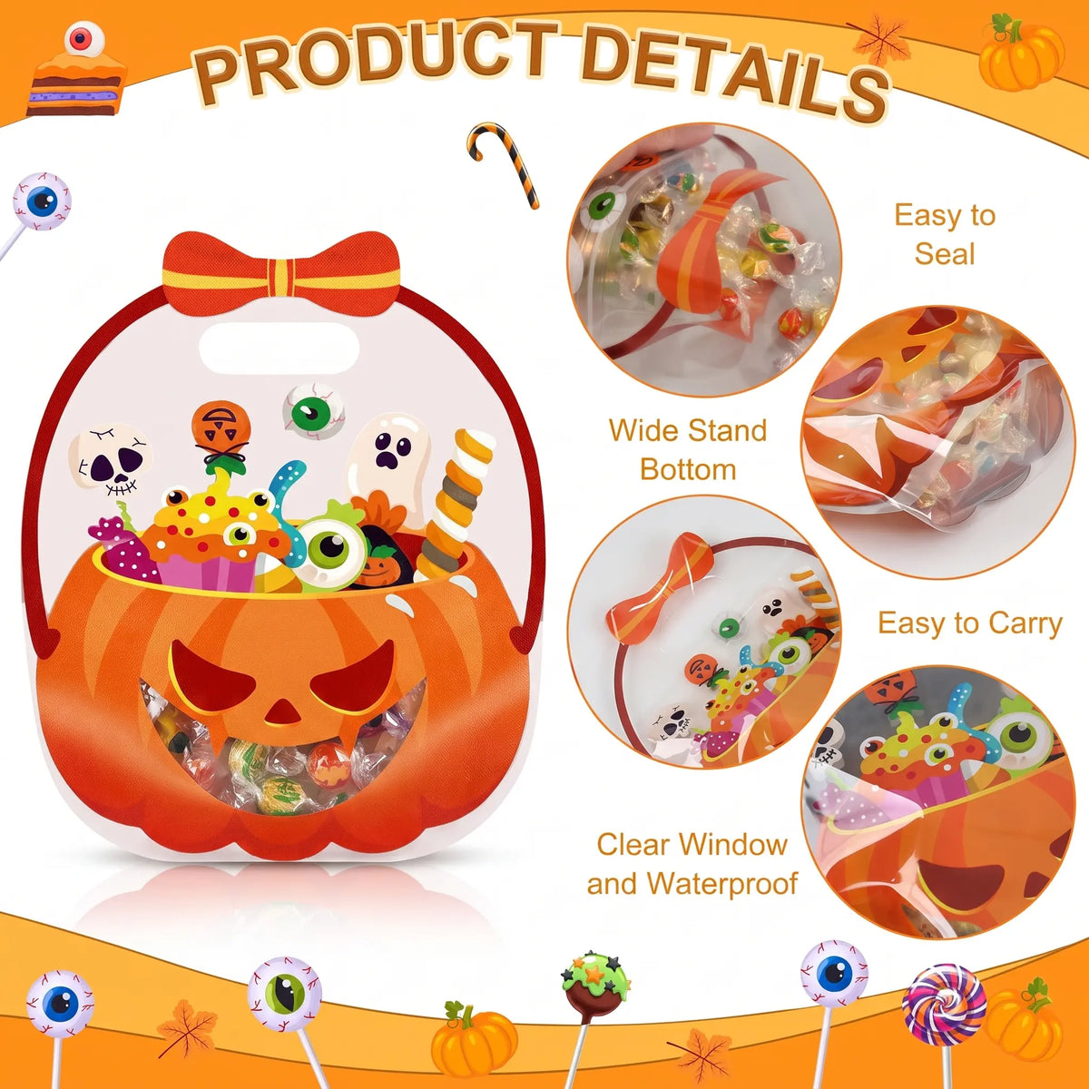 🎃Halloween Plastic Goodie Bags, Trick or Treat Candy Bags 🎃