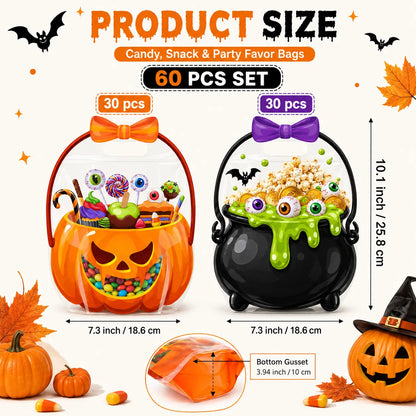 🎃Halloween Plastic Goodie Bags, Trick or Treat Candy Bags 🎃