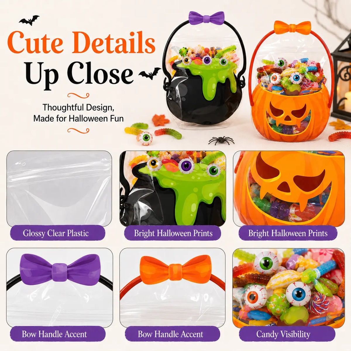🎃Halloween Plastic Goodie Bags, Trick or Treat Candy Bags 🎃